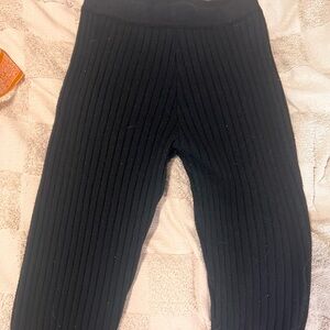 Aerie Black Ribbed Flared Leggings